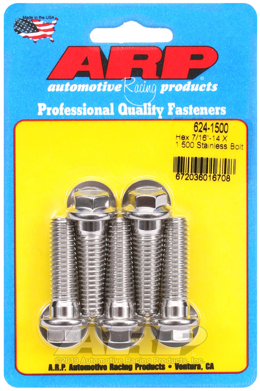 ARP 7/16-14 X 1.500 hex 1/2 wrenching SS bolts