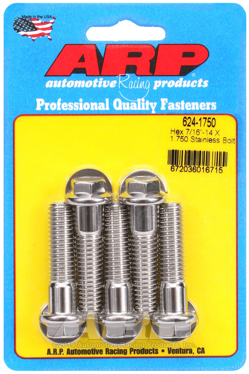 ARP 7/16-14 X 1.750 hex 1/2 wrenching SS bolts