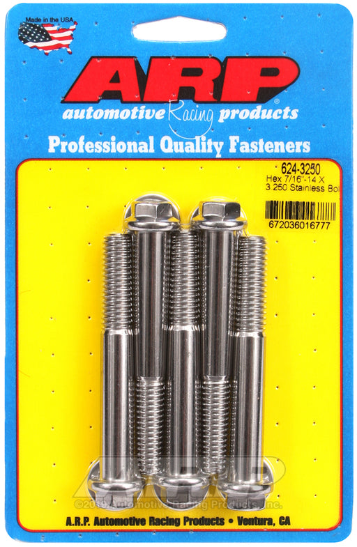 ARP 7/16-14 X 3.250 hex 1/2 wrenching SS bolts