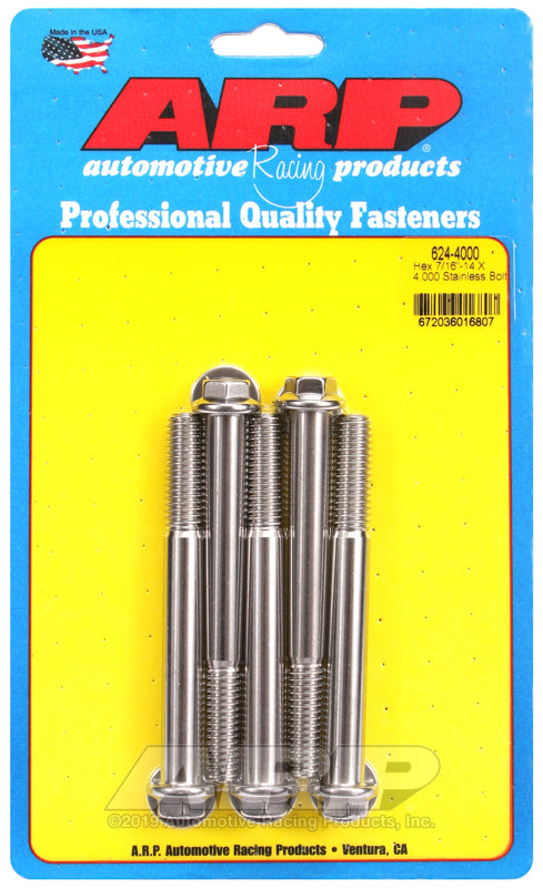 ARP 7/16-14 X 4.000 hex 1/2 wrenching SS bolts