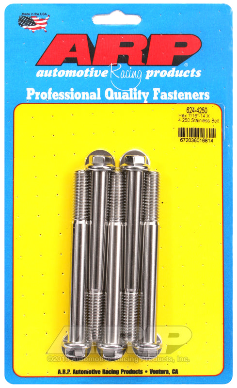ARP 7/16-14 X 4.250 hex 1/2 wrenching SS bolts