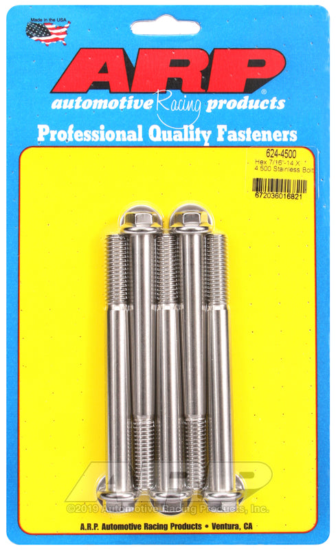 ARP 7/16-14 X 4.500 hex 1/2 wrenching SS bolts