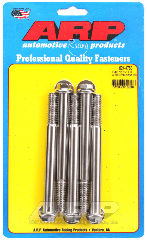 ARP 7/16-14 X 4.750 hex 1/2 wrenching SS bolts