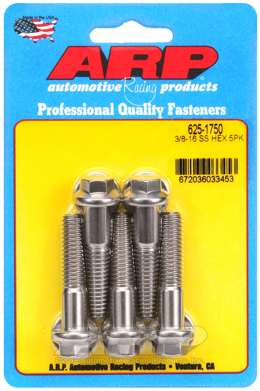 ARP 3/8-16 x 1.750 hex 7/16 wrenching SS bolts