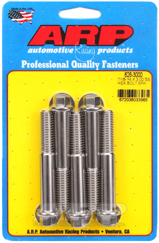 ARP 7/16-14 X 3.000 hex SS bolts
