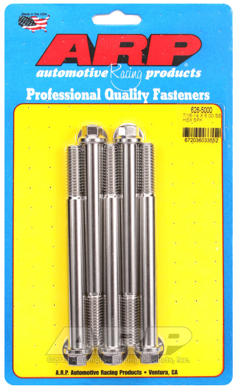 ARP 7/16-14 X 5.000 hex SS bolts