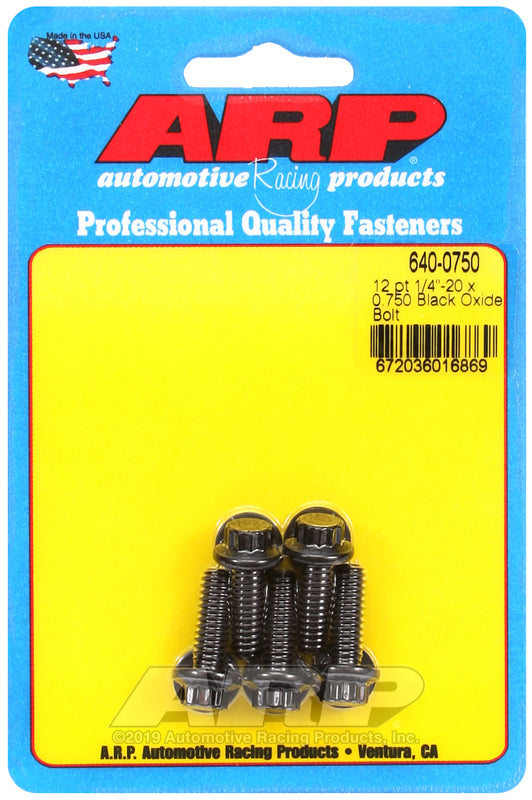 ARP 1/4-20 x 0.750 12pt black oxide bolts