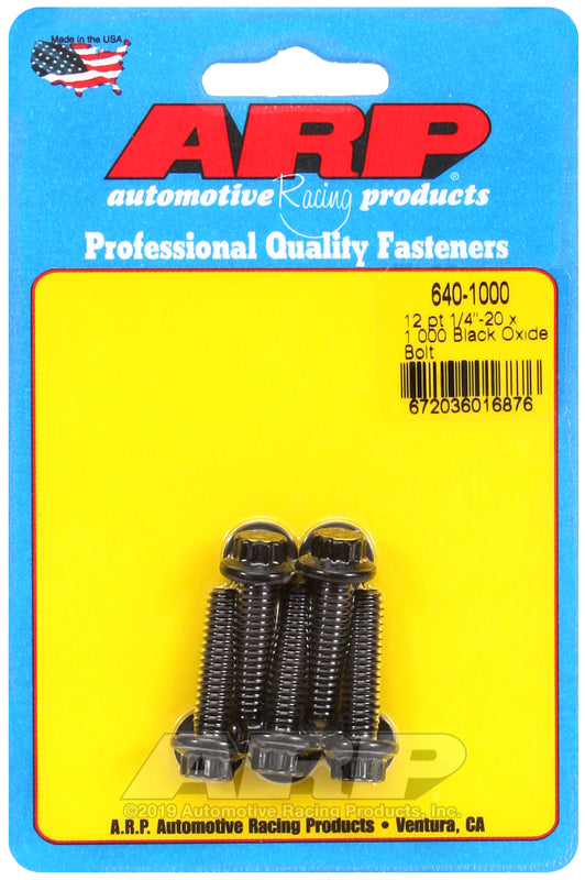 ARP 1/4-20 x 1.000 12pt black oxide bolts
