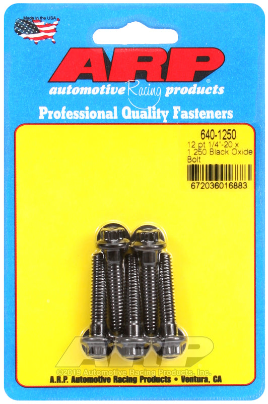 ARP 1/4-20 x 1.250 12pt black oxide bolts