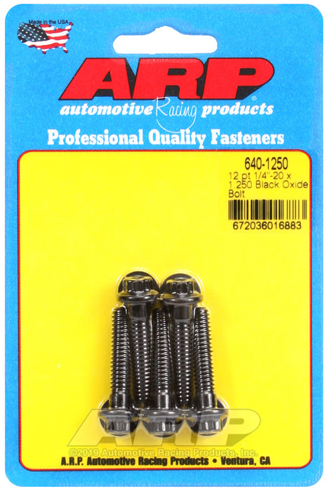 ARP 1/4-20 x 1.250 12pt black oxide bolts