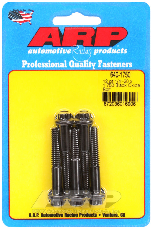 ARP 1/4-20 x 1.750 12pt black oxide bolts