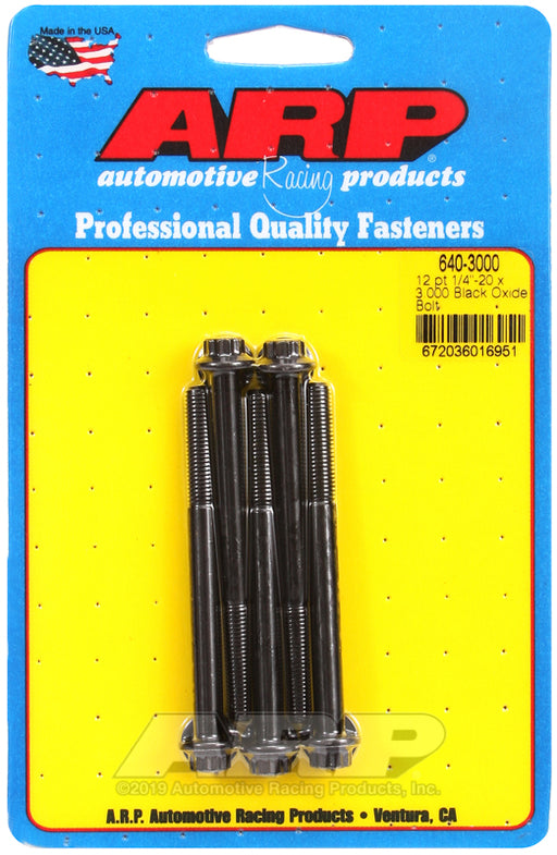 ARP 1/4-20 x 3.000 12pt black oxide bolts