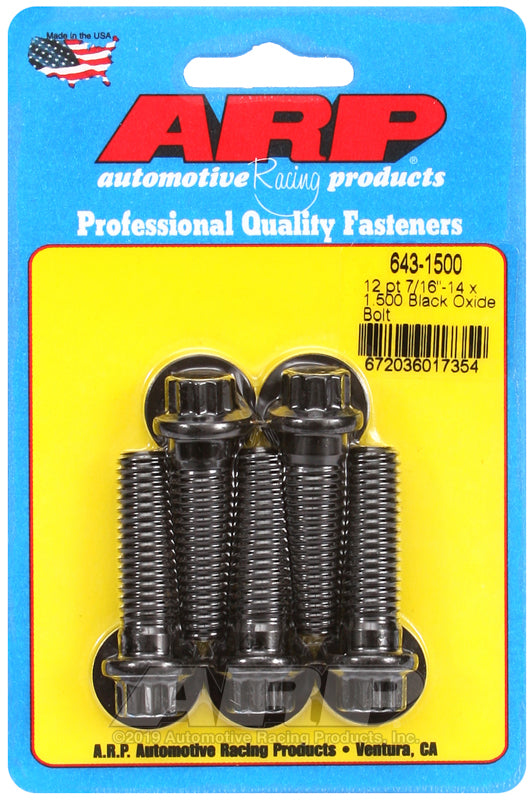 ARP 7/16-14 x 1.500 12pt black oxide bolts