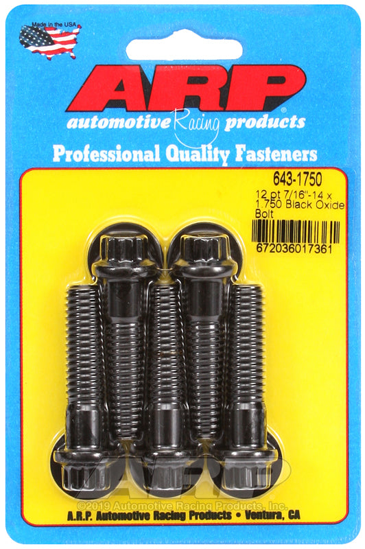 ARP 7/16-14 x 1.750 12pt black oxide bolts