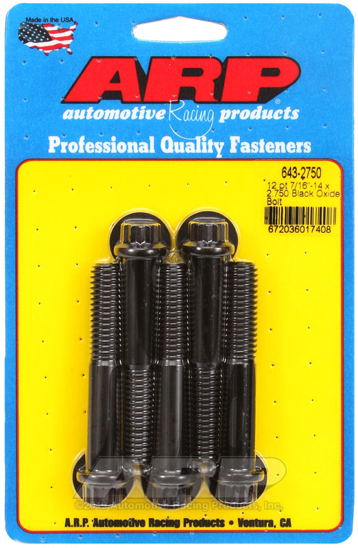ARP 7/16-14 x 2.750 12pt black oxide bolts