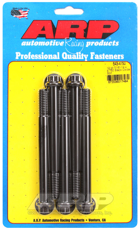 ARP 7/16-14 x 4.750 12pt black oxide bolts
