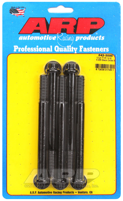 ARP 7/16-14 x 5.000 12pt black oxide bolts