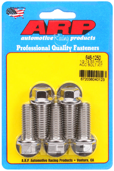 ARP 1/2-13 X 1.250 hex SS bolts
