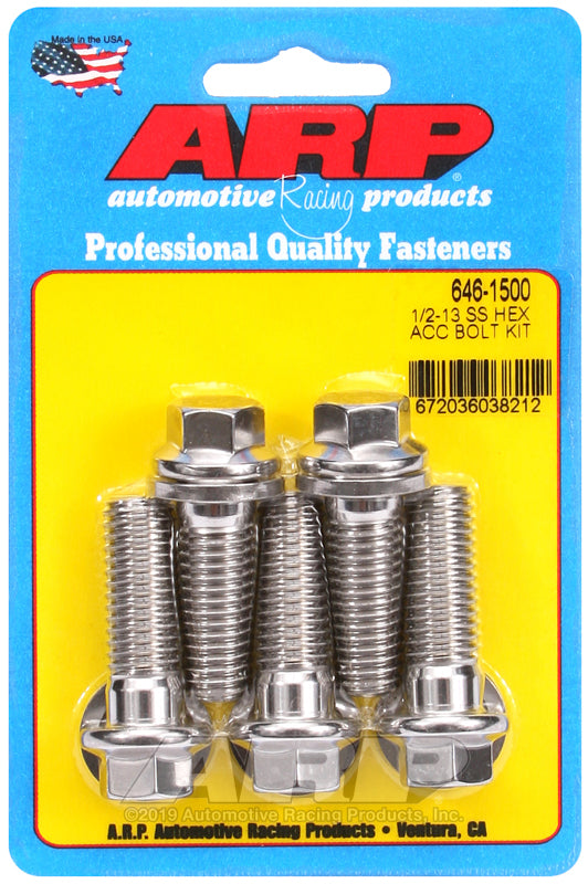 ARP 1/2-13 X 1.500 hex SS bolts
