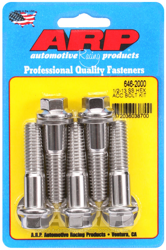 ARP 1/2-13 X 2.000 hex SS bolts