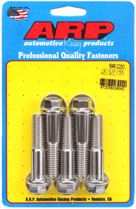 ARP 1/2-13 X 2.250 hex SS bolts