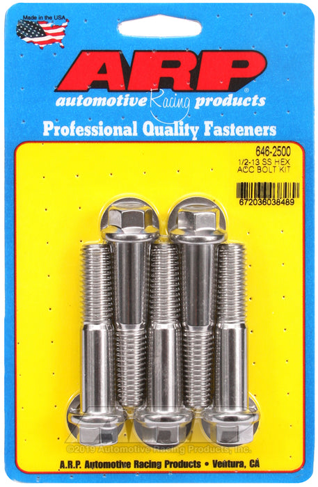 ARP 1/2-13 X 2.500 hex SS bolts