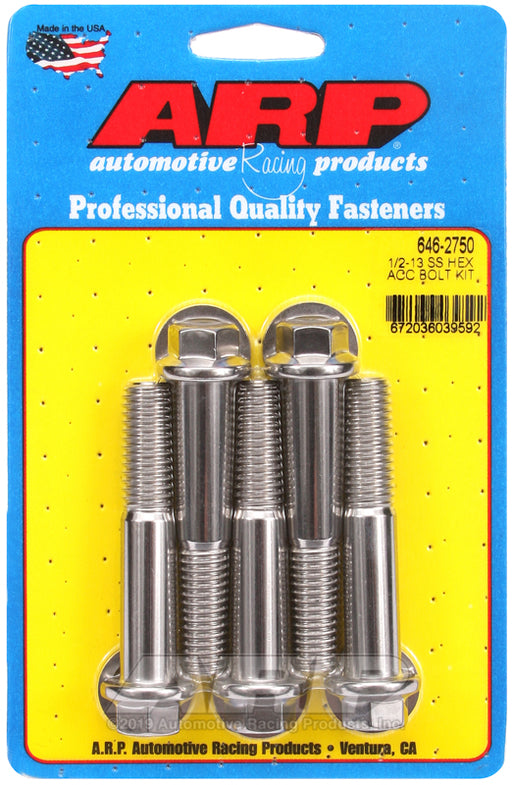 ARP 1/2-13 x 2.750 hex SS bolts