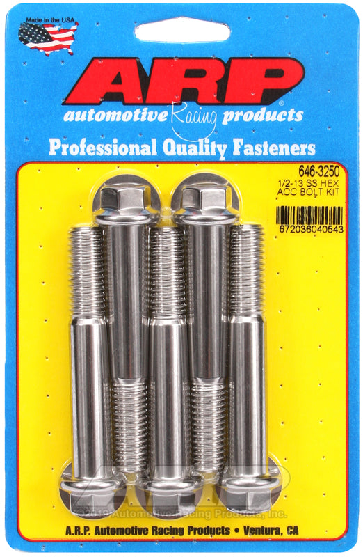 ARP 1/2-13 x 3.250 hex SS bolts
