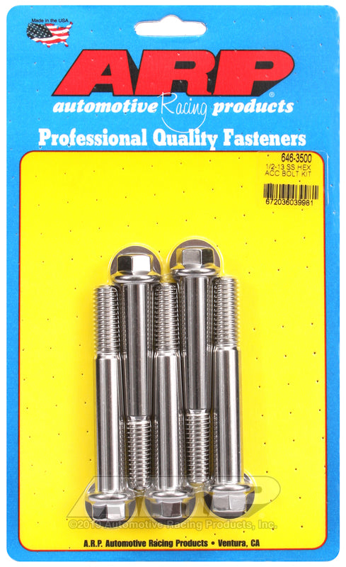 ARP 1/2-13 x 3.500 hex SS bolts