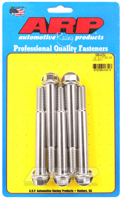 ARP 1/2-13 x 4.250 hex SS bolts