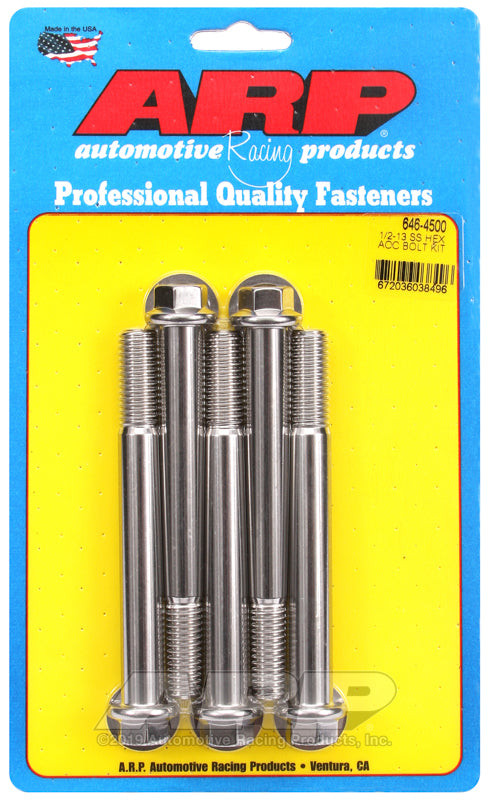 ARP 1/2-13 x 4.500 hex SS bolts