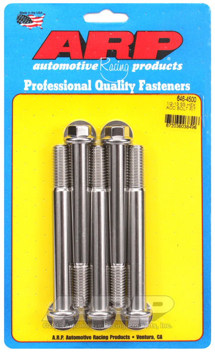 ARP 1/2-13 x 4.500 hex SS bolts