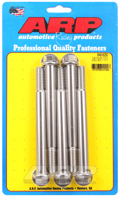 ARP 1/2-13 x 5.250 hex SS bolts
