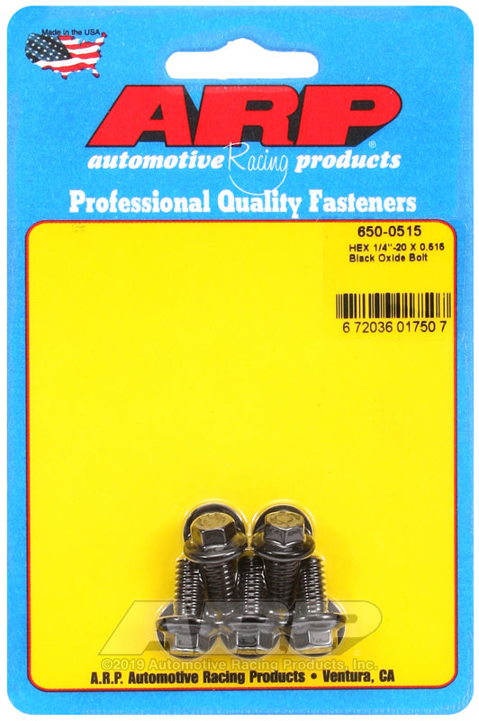 ARP 1/4-20 X 0.515 hex black oxide bolts