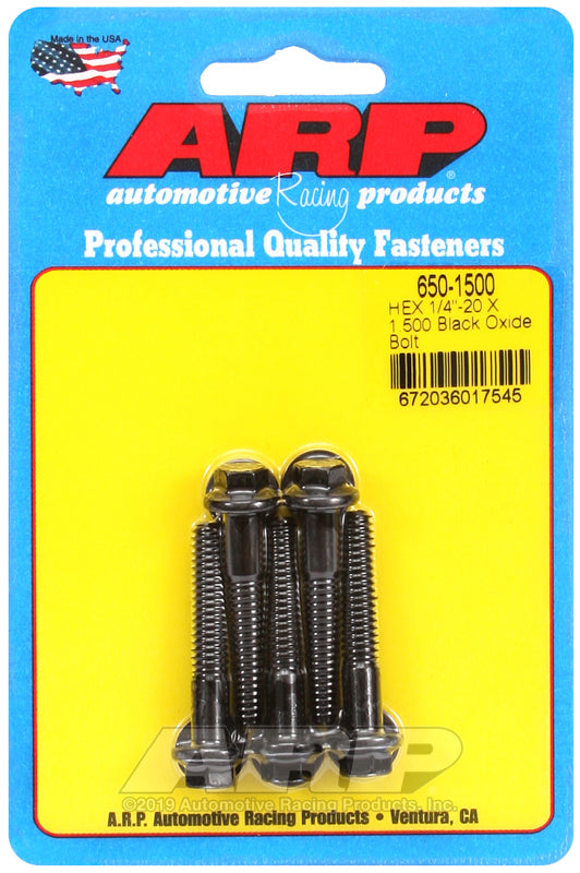 ARP 1/4-20 X 1.500 hex black oxide bolts