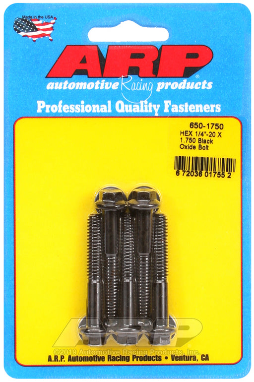 ARP 1/4-20 X 1.750 hex black oxide bolts