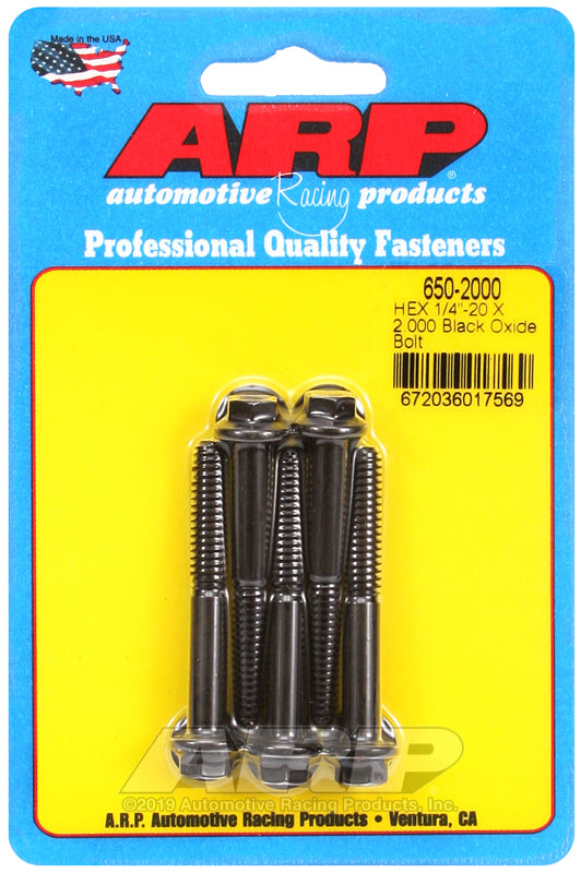 ARP 1/4-20 X 2.000 hex black oxide bolts