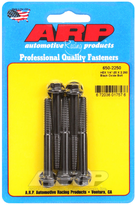 ARP 1/4-20 X 2.250 hex black oxide bolts