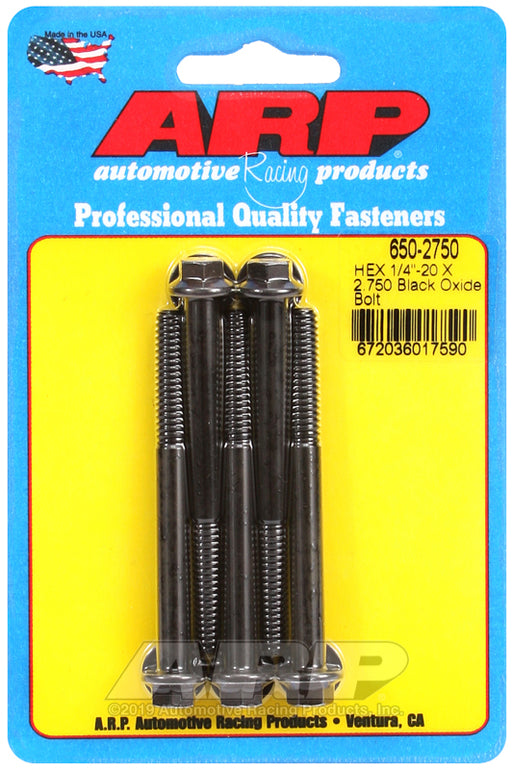 ARP 1/4-20 X 2.750 hex black oxide bolts