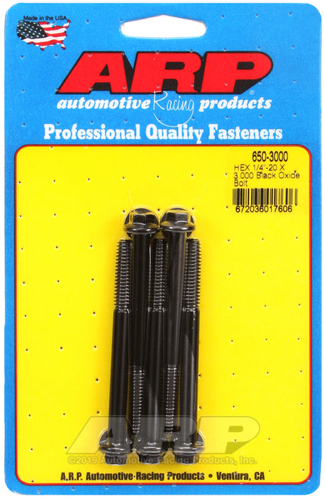 ARP 1/4-20 X 3.000 hex black oxide bolts