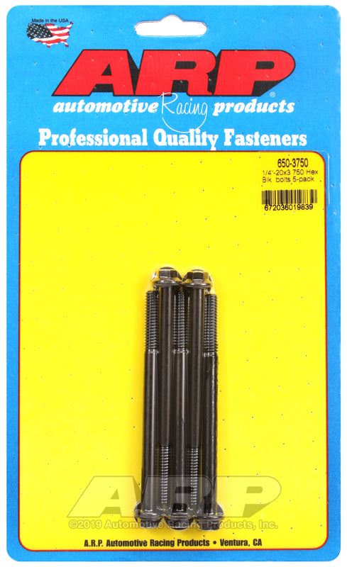 ARP 1/4-20 X 3.750 hex black oxide bolts