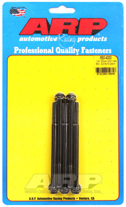 ARP 1/4-20 X 4.000 hex black oxide bolts