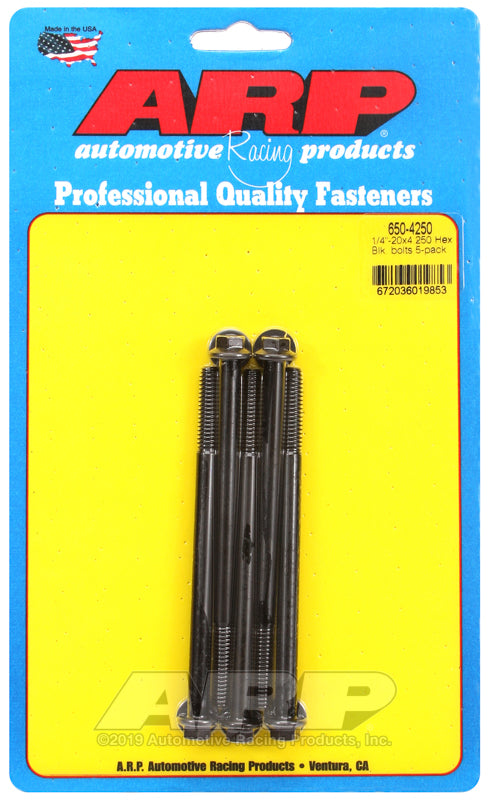 ARP 1/4-20 X 4.250 hex black oxide bolts
