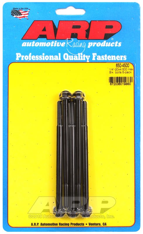 ARP 1/4-20 X 4.500 hex black oxide bolts