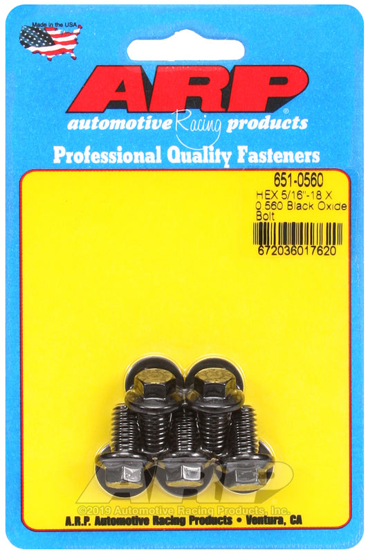 ARP 5/16-18 X 0.560 hex black oxide bolts