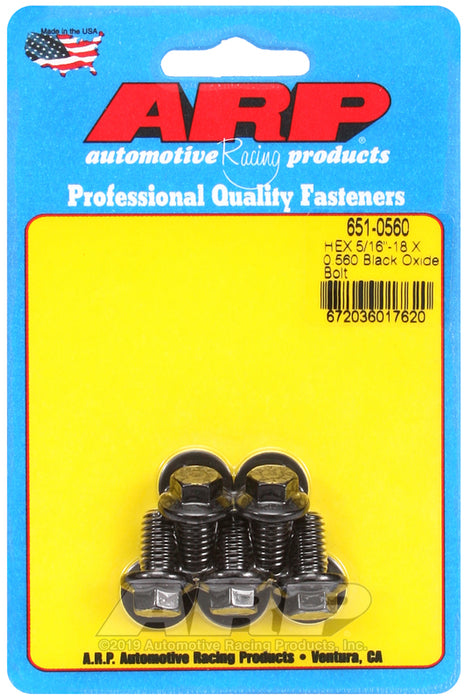 ARP 5/16-18 X 0.560 hex black oxide bolts