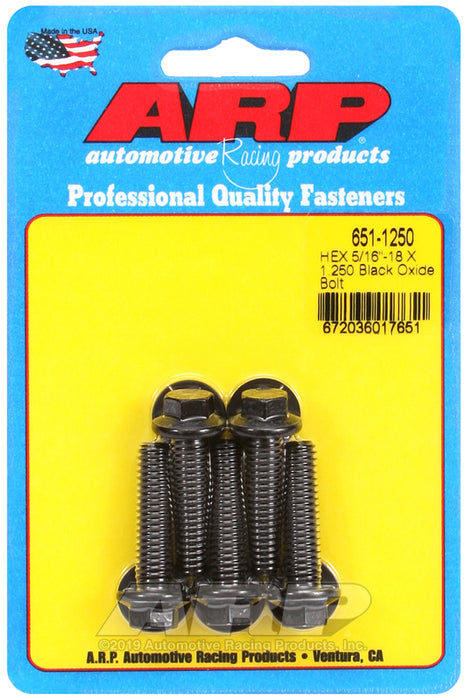 ARP 5/16-18 X 1.250 hex black oxide bolts