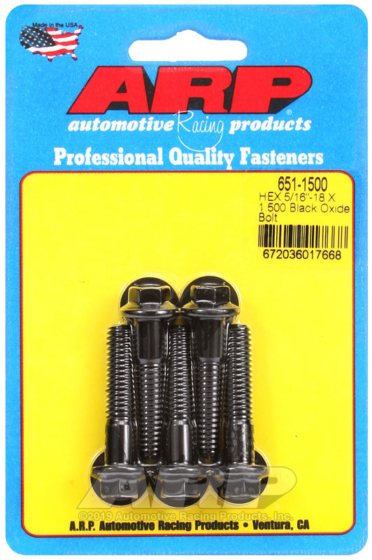 ARP 5/16-18 X 1.500 hex black oxide bolts