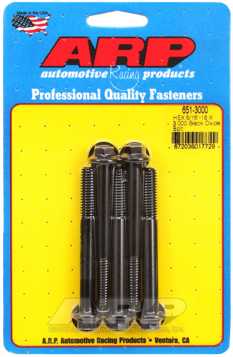 ARP 5/16-18 X 3.000 hex black oxide bolts