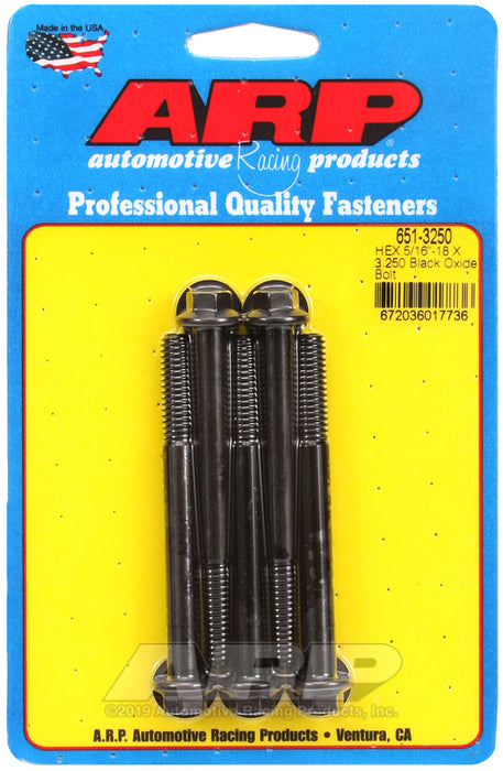 ARP 5/16-18 X 3.250 hex black oxide bolts